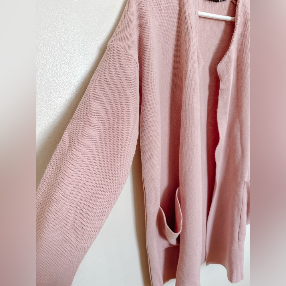 Nina Leonard - Blush Pink - Long Open Front Cardigan - Size: Large - Picture 4 of 8